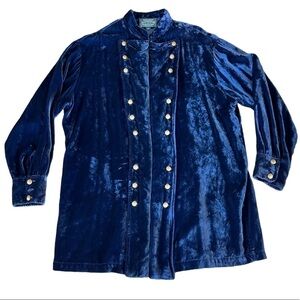 Vintage Ralph Lauren Country Crushed Velvet Top Sz 12 Double Breasted ILGWU Made